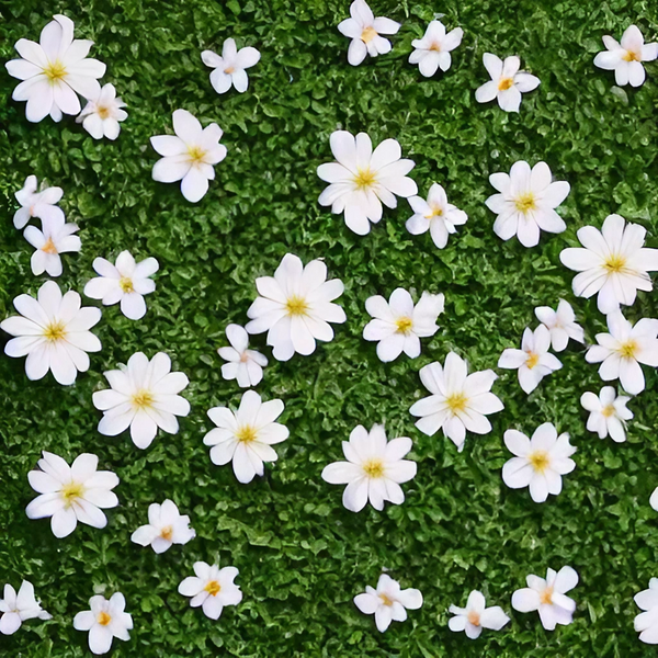 white daisies on green grass background